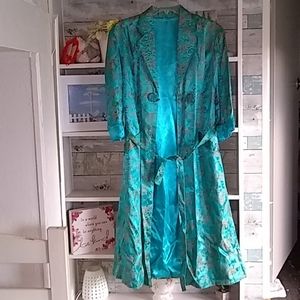 Beautiful turquoise silk kimono robe